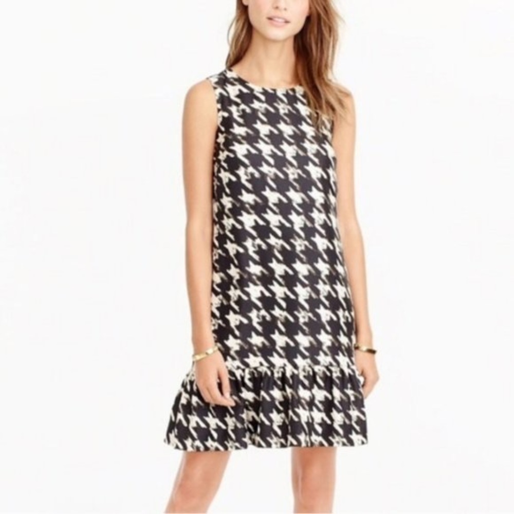 J Crew 100% Silk Flounce Drop Waist Dress Wolfstooth Sz 2T